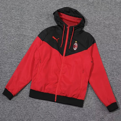 AC Milan red hooded windbreaker.
