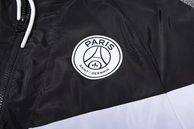 Paris black hooded trench coat.