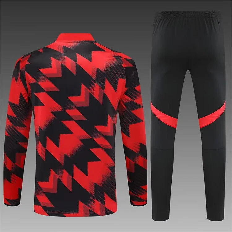 25/26 Manchester United red and black long-sleeved training suit