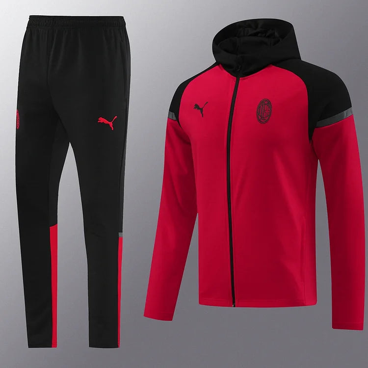 2024/25 AC Milan Red Hoodie Windbreaker Set