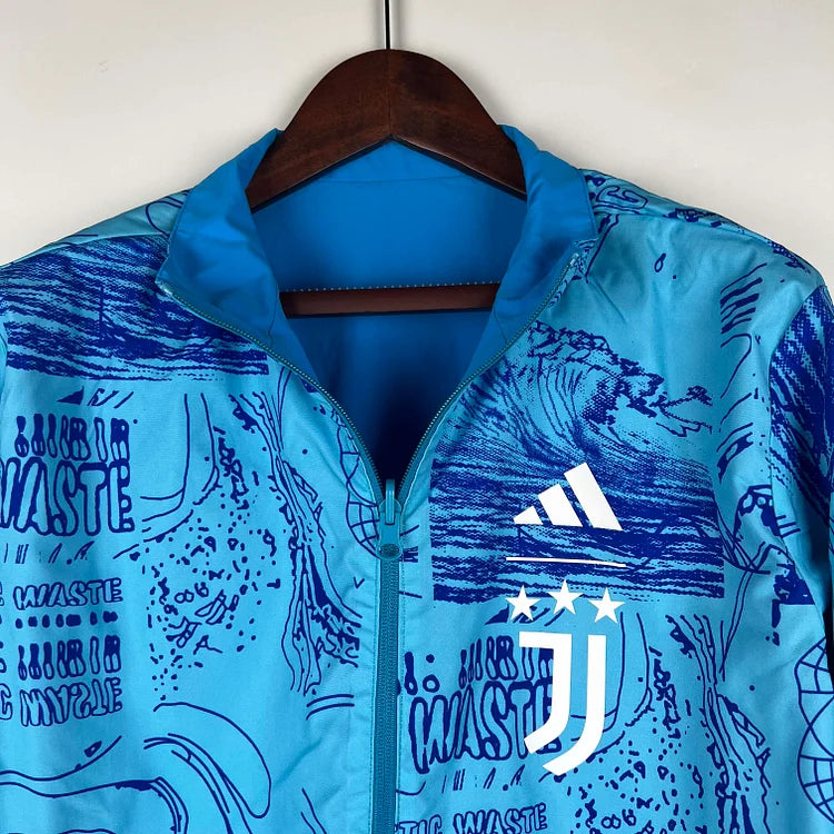 2023-2024 Juventus Reversible Windbreaker Blue Soccer Jersey