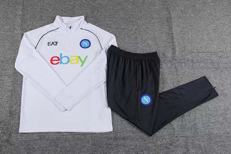 2023-2024 Napoli Half-Pull Training Suit White Football Shirt