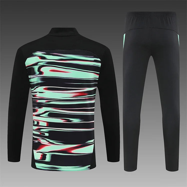 2025 Portugal long sleeve black and green training suit