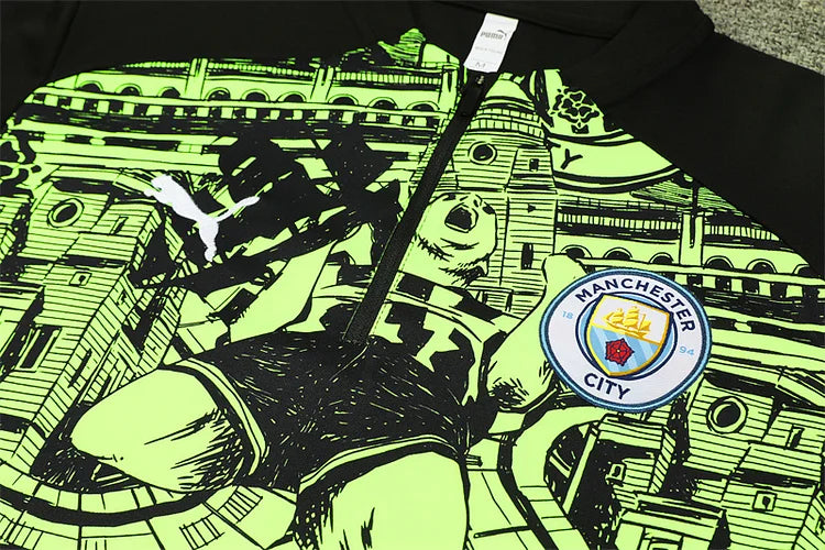 2024/25 Manchester City fluorescent green long-sleeved training suit